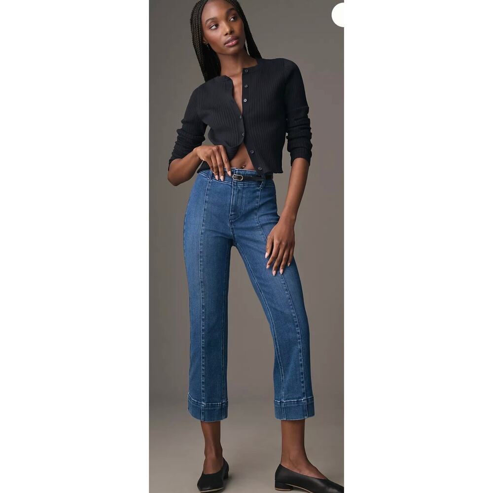 Anthropologie Pilcro Slim 70s High-Rise Crop Flare Blue Jeans,size 32, MSRP $138
